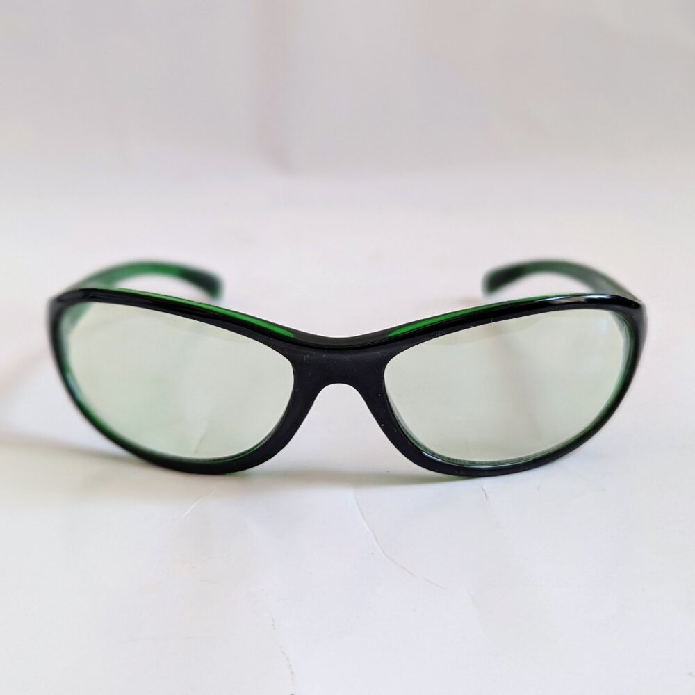 NWT Vintage 90's Plastic Oval Designer Sport Sunglasses (S. Crystal Green)